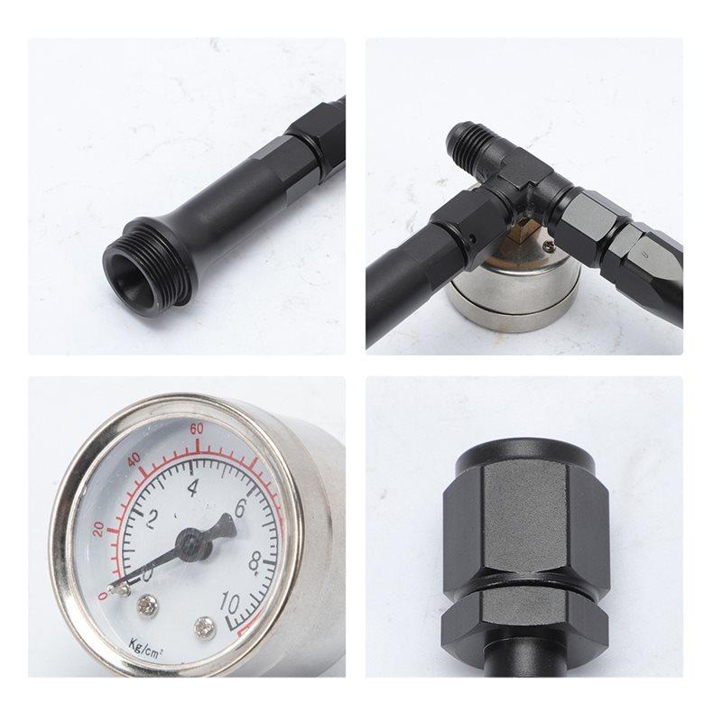 AN6 Dual Feed Carb Fuel Line With Vacuum Pressure Gauge For Holley 4150 Carburetor- Double Pump Design