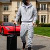 Męski Zimowy Ciężki Zestaw Bluza z Kapturem i Spodnie Dresowe Luźny Dres Cargo Sportowy Dres