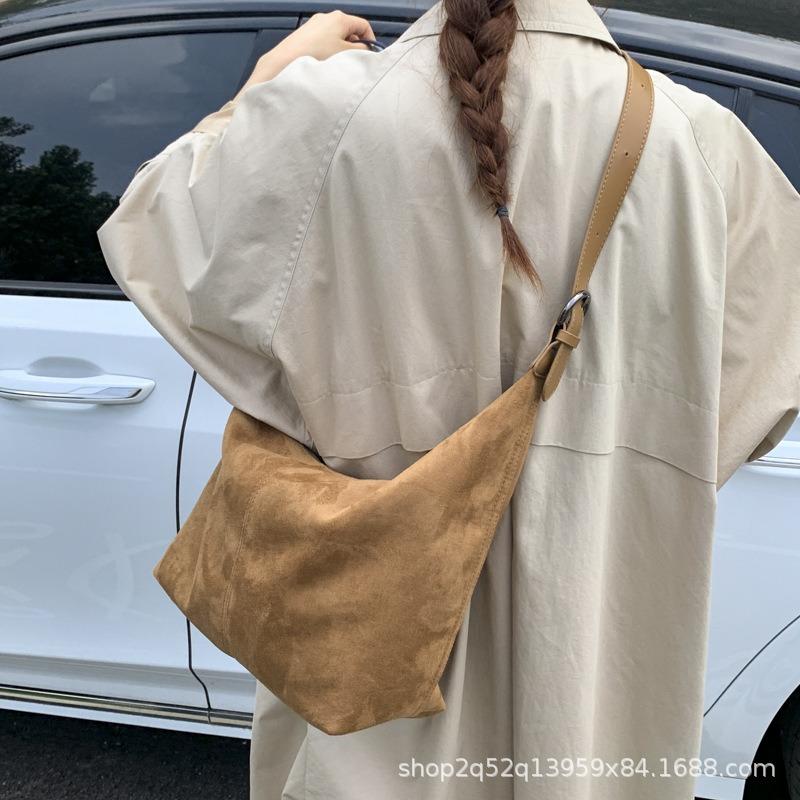 Retro Suede Underarm Bag Women's Autumn New Simple Large-capacity Commuter Shoulder Bag Fashionable Tote Bag
