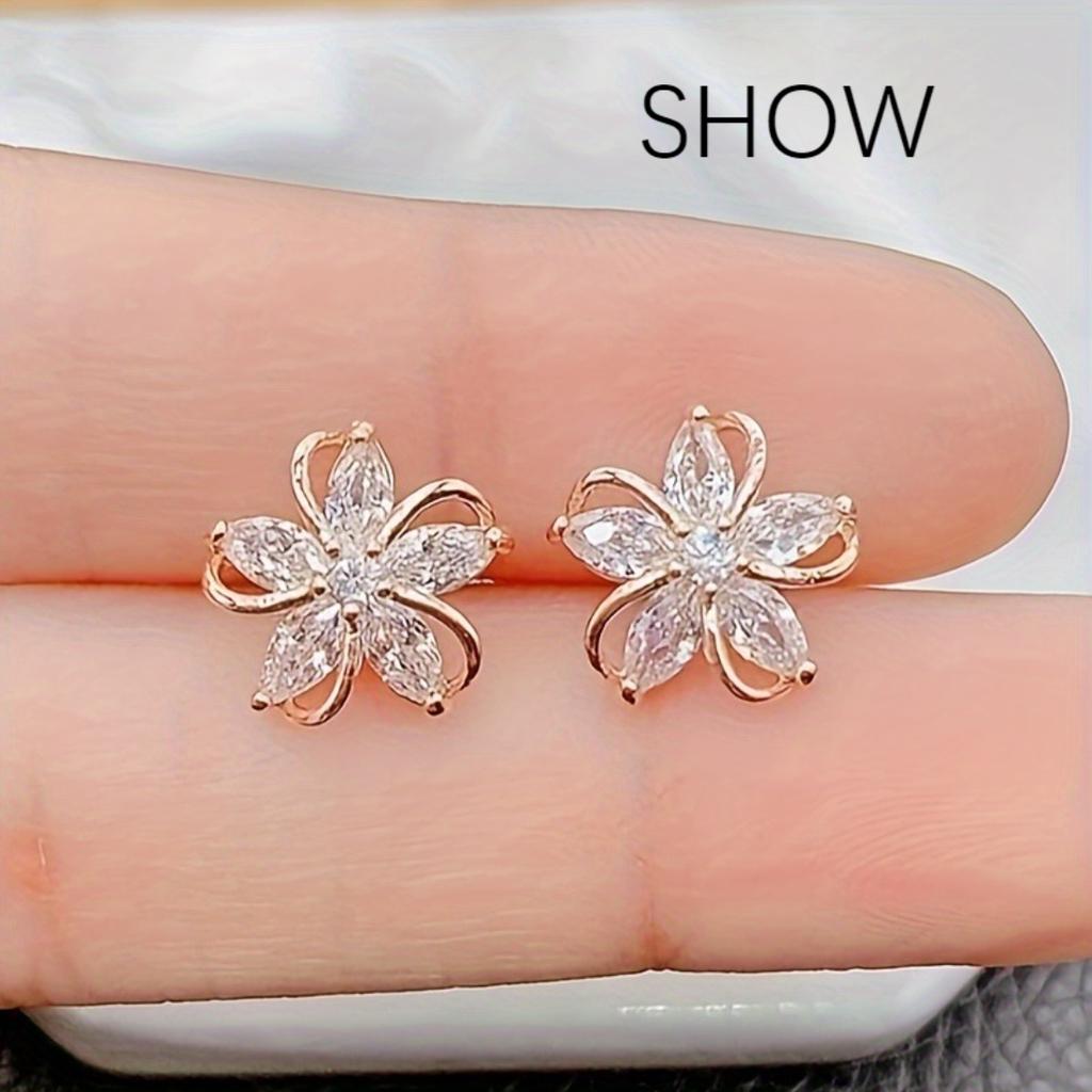 Fashion Five-Petal Flower Earrings, Elegant Minimalist Delicate Studs Perfect Gift For Ladies Sisters Holiday Jewelry Accessory