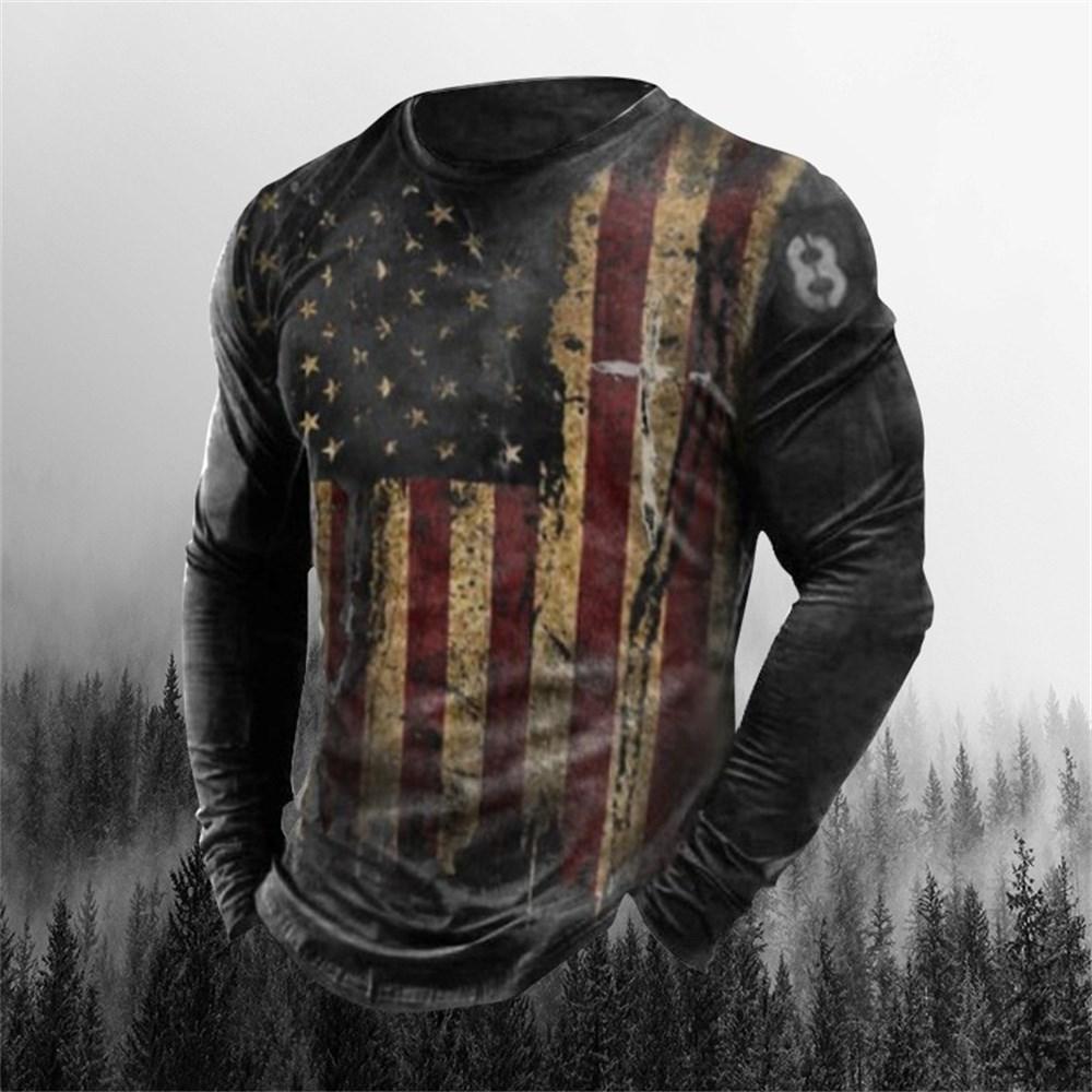 3D Printing Men's Round Neck Long Sleeves Street Trend Hip-hop Oversized Punk T-shirt Pullover Vintage Skull T-shirt