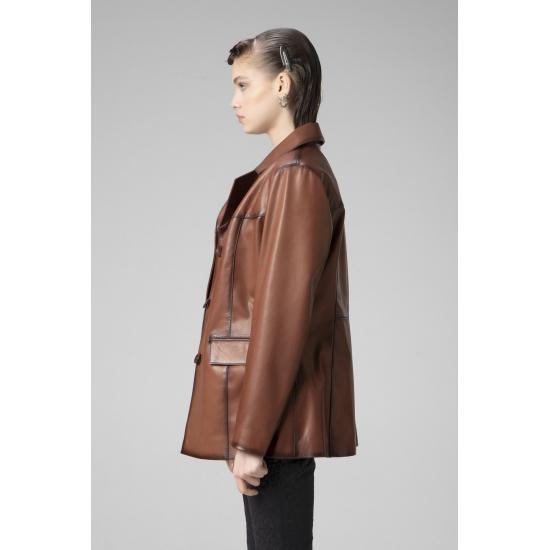 Paltoane de damă Wm035 Blazer casual de damă din piele naturală