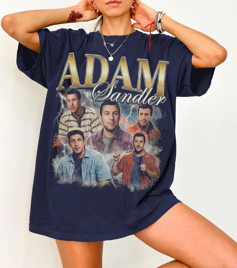 Adam Sandler Tshirts 90s Retro Pirated Style Tshirts Retro Actor Pattern Tshirts Fun Movie Merchandise Fan Gifts