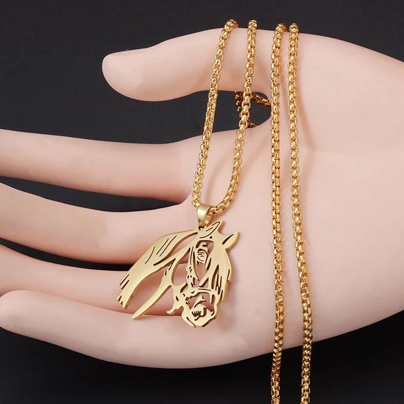Exquisite Stainless Steel Horse Head Pendant Necklace for Men Women Fashion Statement Animal Zodiac Jewelry Keepsake Gift