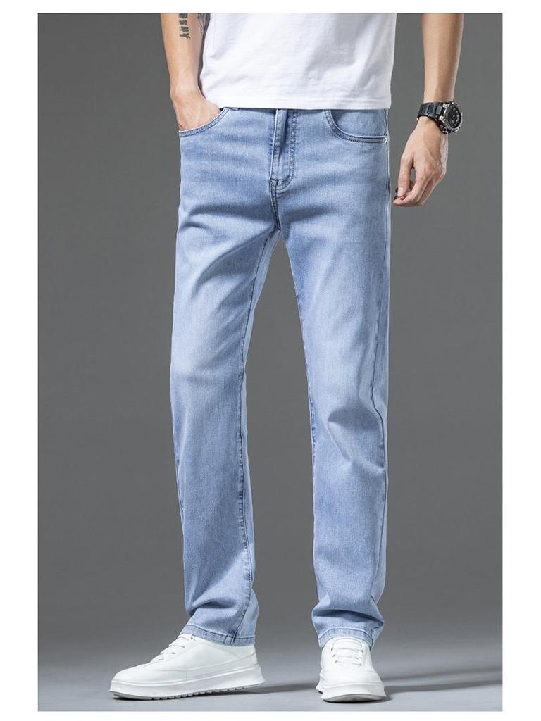 Hellblaue Loose Straight Jeans für Herren – Trendy Frühlings-/Sommermode, Freizeithose