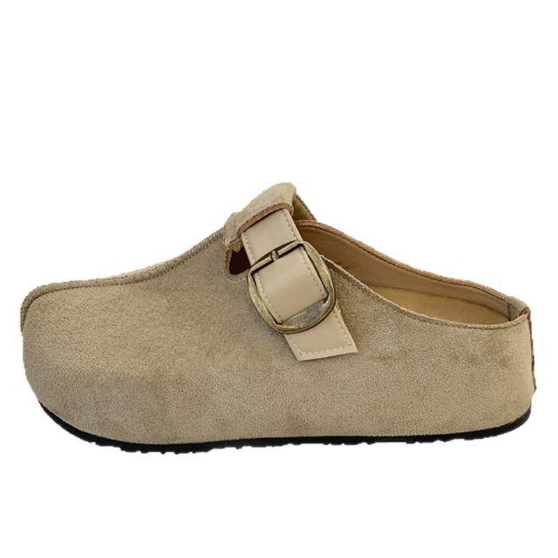 Thick bottom inner height increase ugly cute big head baotou half slippers women's summer outer wear autumn new models