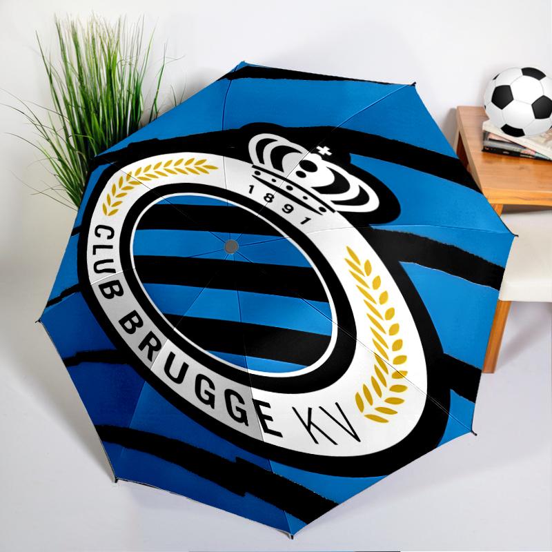 FC Brugge Crest Automatic Folding Umbrella - 8-Rib Travel Umbrella with Auto Open/Close & Portable, Gift for Christmas, Birthdays