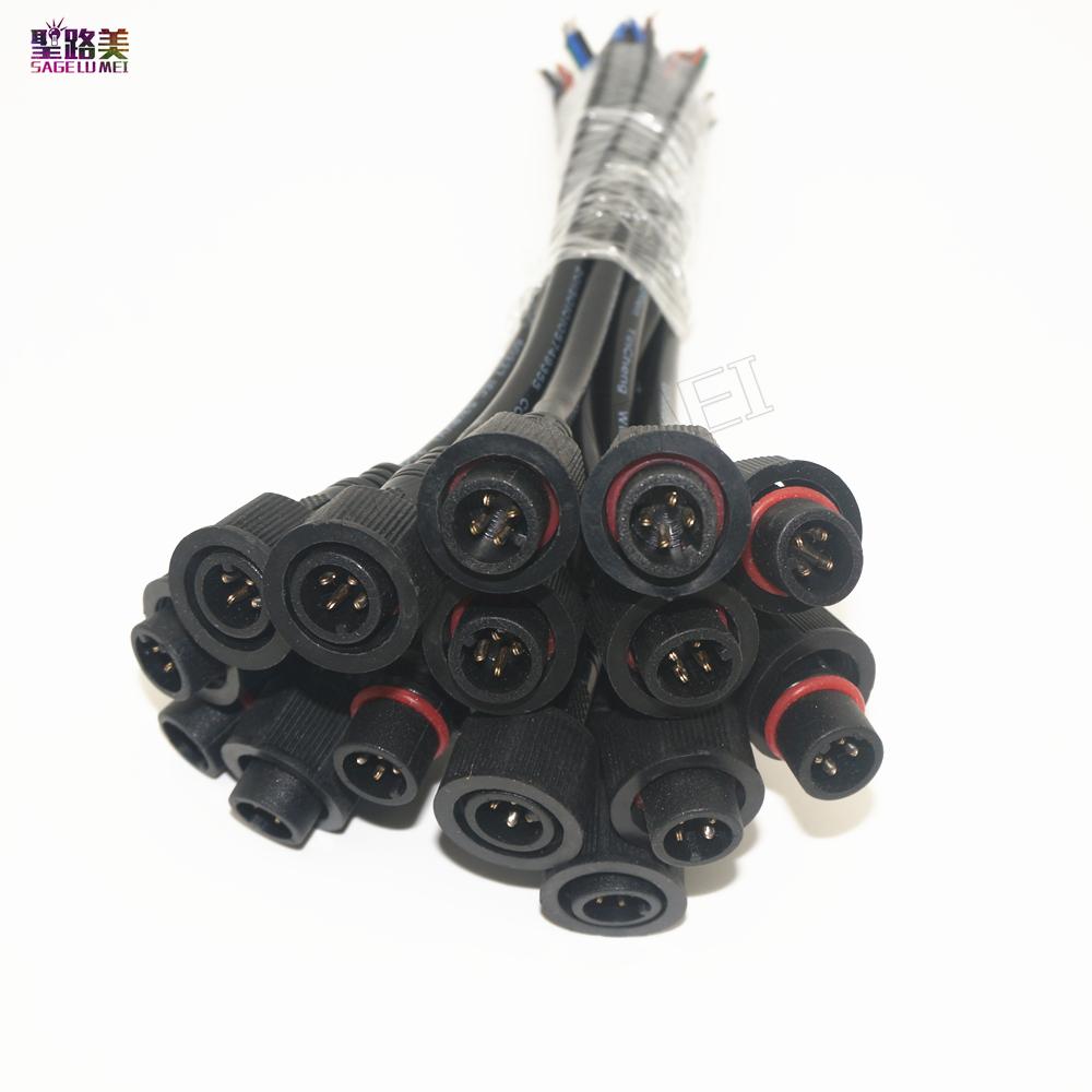 

5pairs 4 Core 4pin Waterproof pigtail;male to female 20cm long each;male connector s diameter:13.5mm IP68 led connector plug белый
