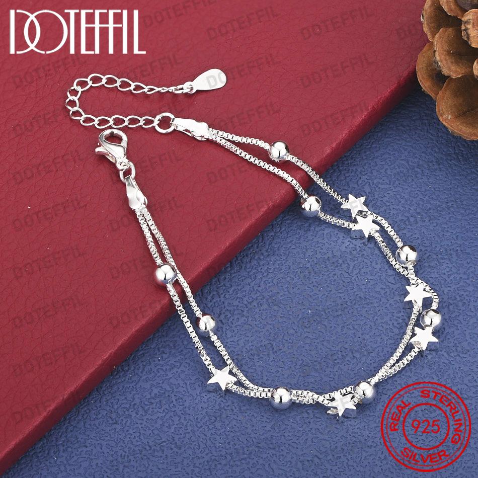 Xiaomi Elegant 925 Sterling Silver 8 Inch Exquisite Double Layer Star Bracelet Women Fashion Party Accessories Jewelry