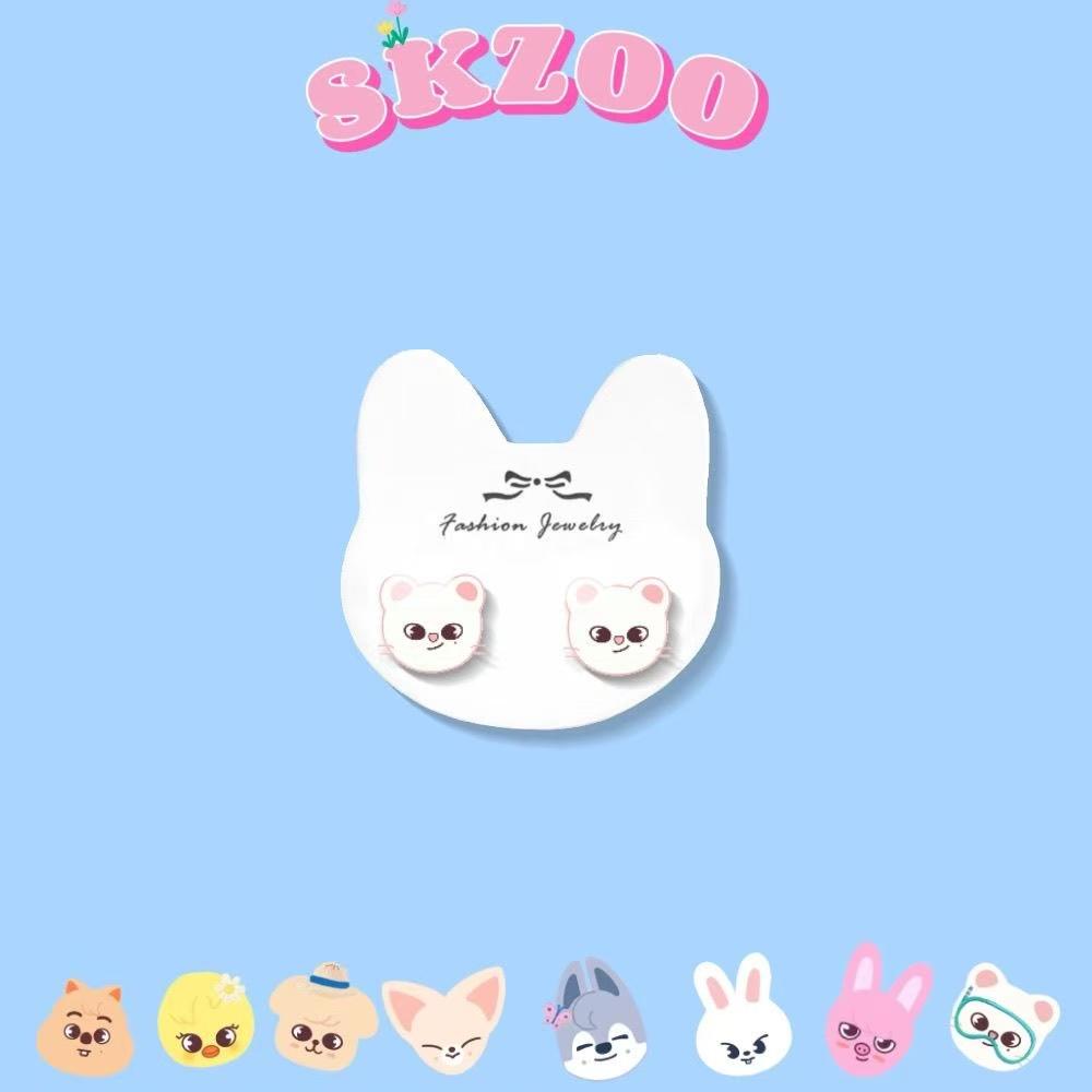 Skzoo auf Lager Stray Kids Skzoo Cartoon Ohrringe 925 Silber Hypoallergen Ohrstecker Mode Kpop Merch