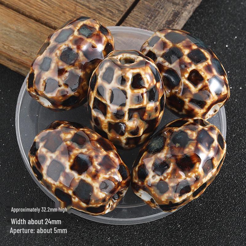 Ceramic Hammer Pendant Necklace with Large Hole Beads - Handmade DIY Jewelry Accessory.