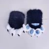 Leopard Print Plush Animal Paw Gloves Synthetic Fur Style Fursuit Hand Paws Cosplay Costume for Halloween Party