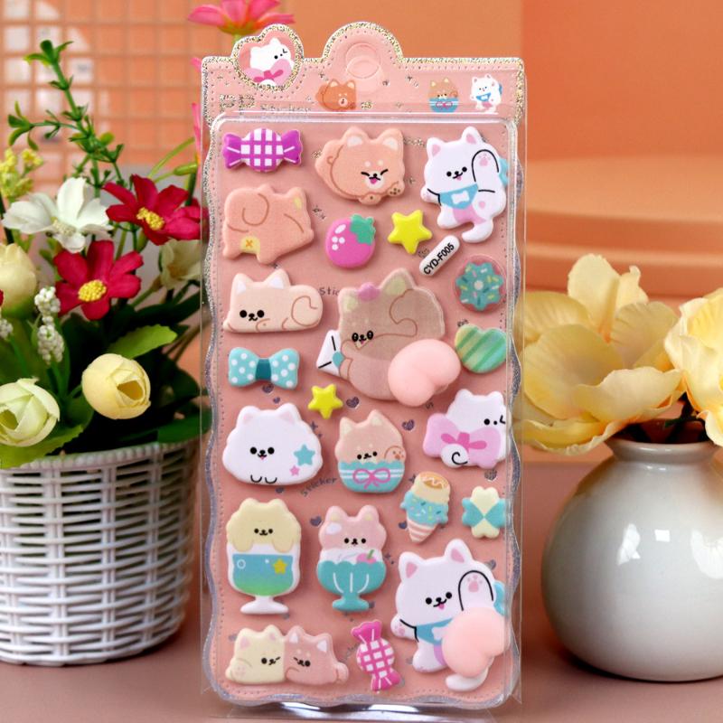 

Kawaii Cute Stereoscopic Animals Fart Peach Stereo Relieve Stress Decals Cartoon 3D Relief Sticker Diy Decor Stickers Supplies