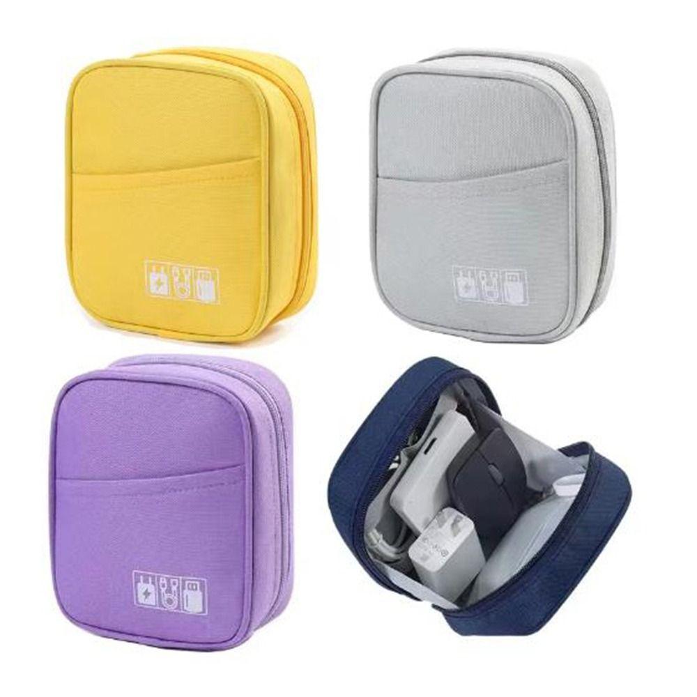 Solid Color Oxford Travel Cable Bag Multi-layer Digital Storage Pouch  Headphone