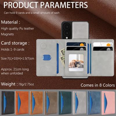 Magnetische 2-in-1 Hülle mit Portemonnaie für Samsung S24 - 25 Serie, Stoßfest & RFID-Blockierend, 9 Kartenfächer & Ständer