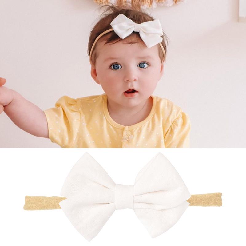 Baby-Stirnband-Set aus Nylon und Baumwolle: Stirnbänder mit Schleife und Leinen in Geschenkbox.