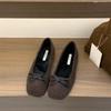 Mode Damen Flats Winter Neu Quadratische Zehenpartie Flacher Ausschnitt Schmetterlingsknoten Weiche Sohle Rutschfest Abriebfest Niedrig geschnittene Schuhe