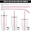 Nuogo 10 Pack Replacement Straw Compatible with Stanley 12 Inch Glitter Clear Long Hard Plastic Straws Bulk with Cleaning Brush for 40 30 oz Tumbler