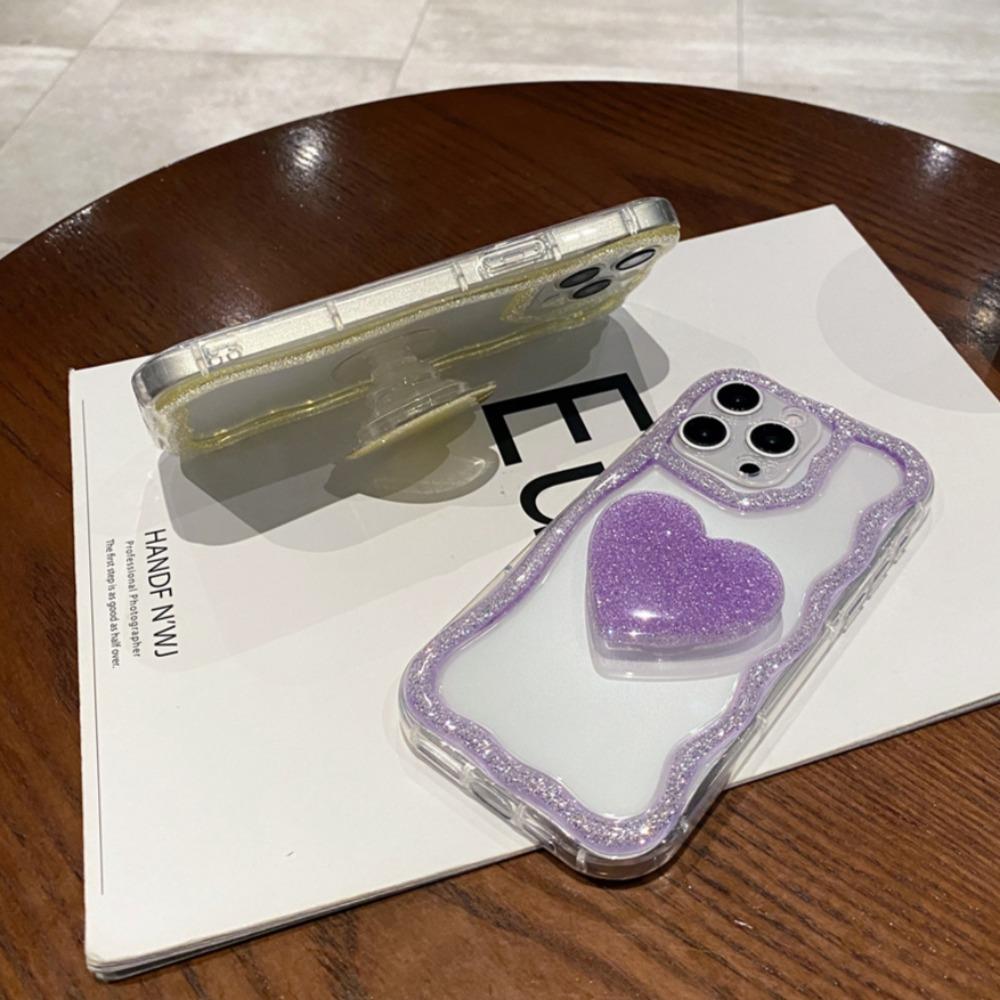 Třpytivý Diamantový Držák Srdíčko Pouzdro Na Telefon Pro iPhone 16 15 14 13 12 11 Pro Max Plus Roztomilý 3D Držák Srdíčko Nárazuvzdorný Kryt