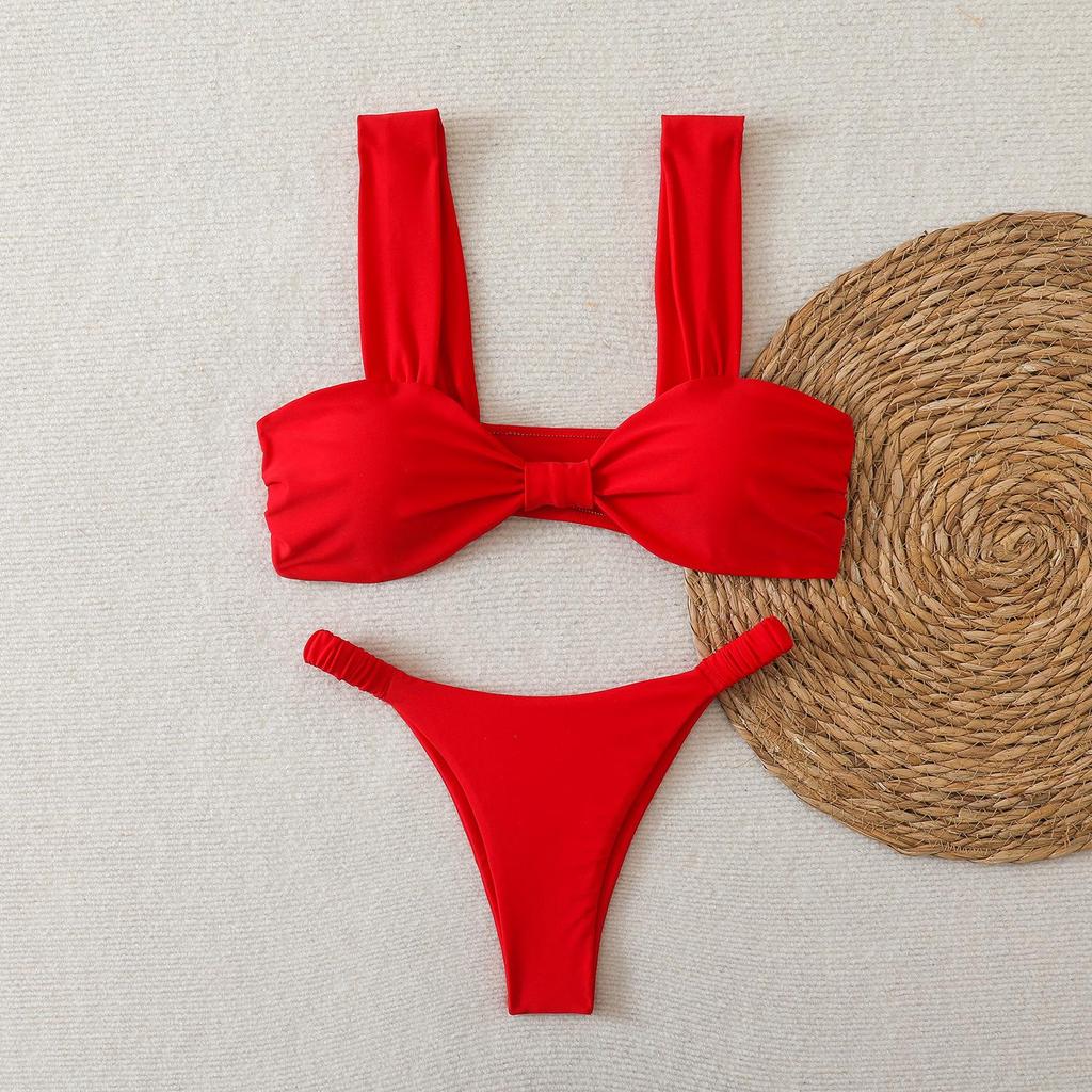 Solid Color Sexy Two-Piece Bikini - Women's Swimwear