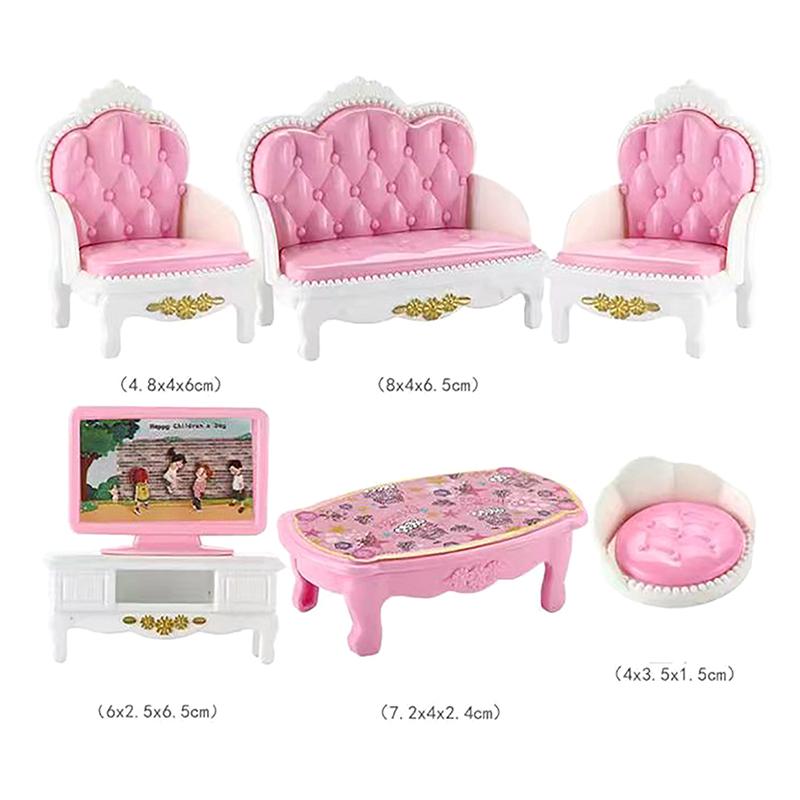 4/7/10/11Pcs Miniature Dollhouse Furniture Accessoies Kid Toys Kitchen Bedroom Living Room Bathroom Cooking Things For Doll Game