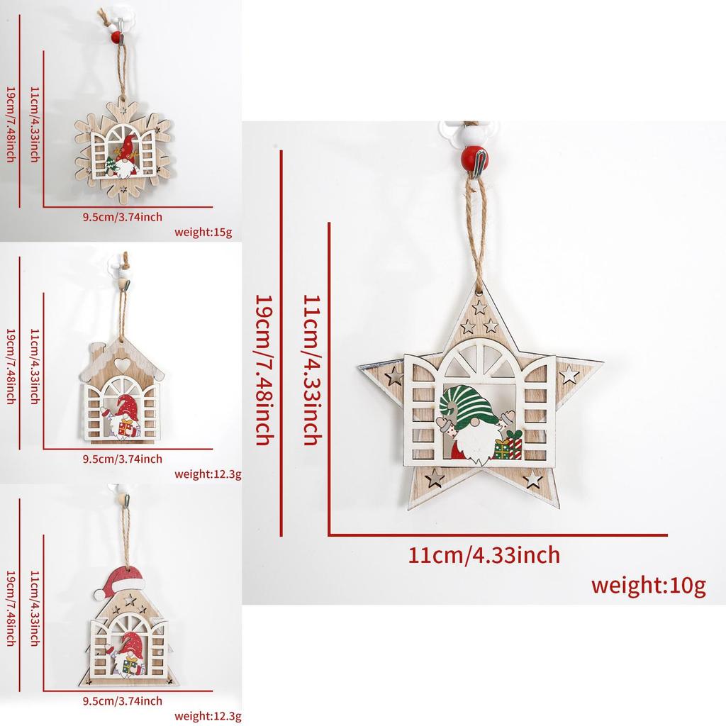 Adorable Wooden Christmas Tree Ornaments With Santa And Snow House Design
