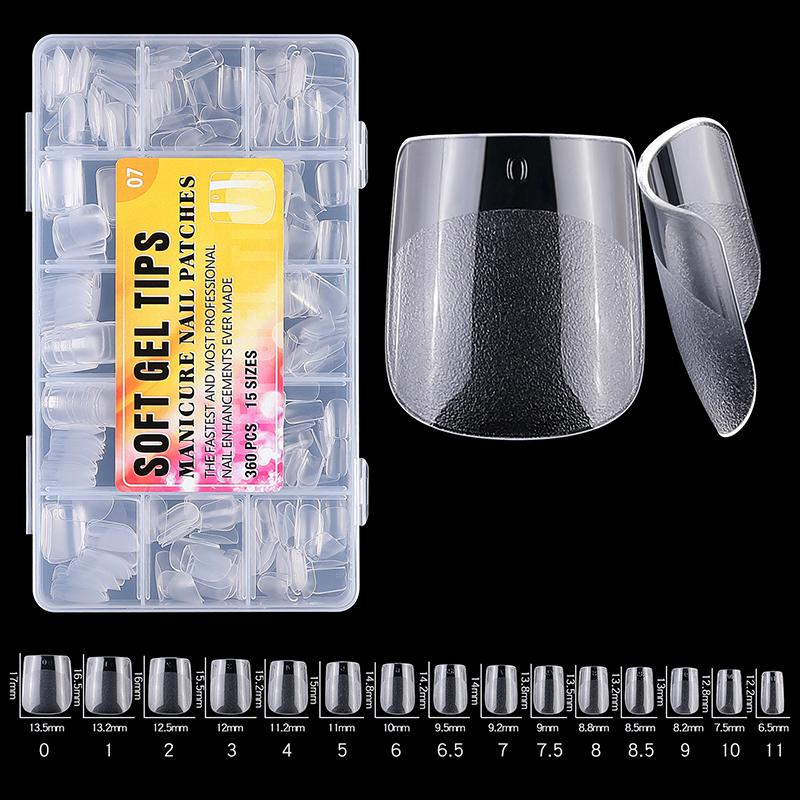 360Pcs/Box Fake Nails Transparent Frosted French Almond Acrylic Water Drop False Nail Tips For Extension Tip Manicure Tool