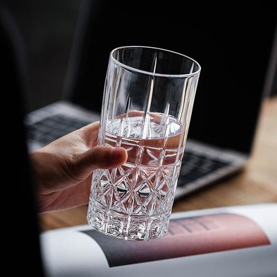 Tasse à boire transparente longue 315 ml/340 ml Verre à vin créatif Mug à café Latte Verre sculpté Tasses élégantes pour boissons au jus Bar