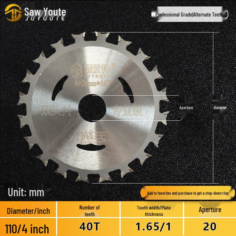 Woodworking Circular Saw Blade for 4, 10, or 12 Inch Cutting; Fits 125 Angle Grinder & 140 Lithium Battery Saw - Cuts Aluminum Sheets