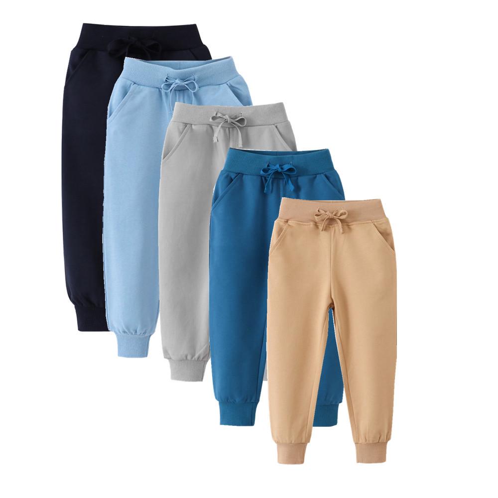Autumn/Winter Solid Color Kids' Terry Sweatpants: European & American Style for Boys, Small/Medium.