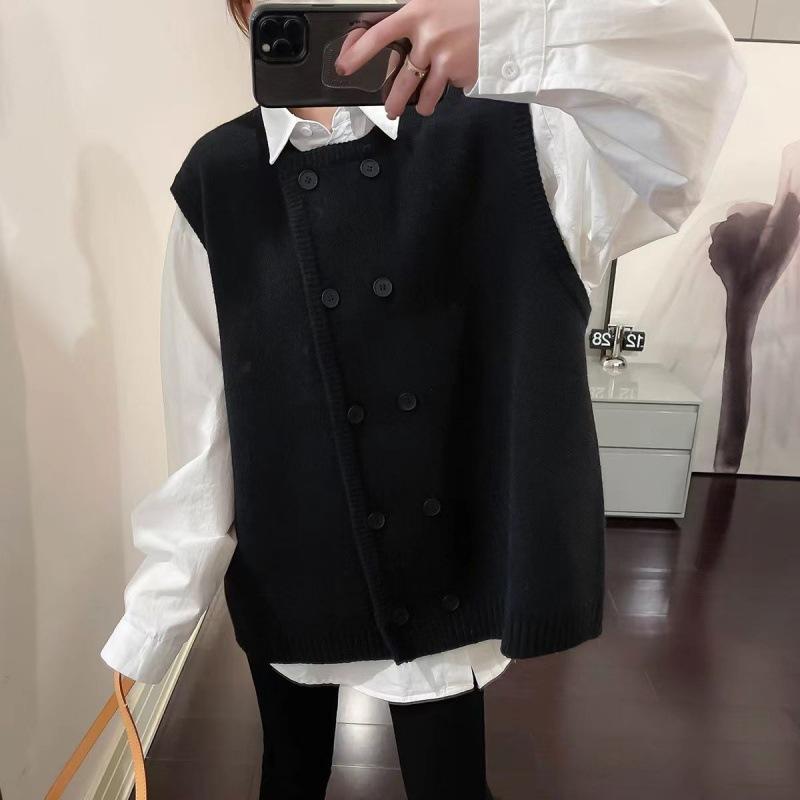 

Большой размер пухлый мм 100 кг безрукавный вязаный жилет женский весенний дизайн Sense корейская версия свободный многослойный трикотажный тренд 4XL recommended [180-100kg]