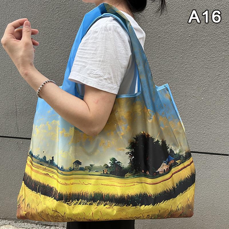 Bag Foldable Shopping Bag Reusable Grocery Storage Bag Nylon Portable Shoulder Handbag Travel Tote Bag