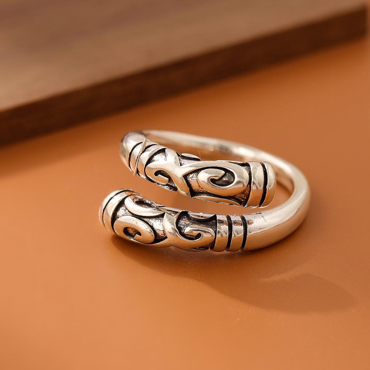

New Fashion Tight Spell Wukong s Weapon 925 Sterling Silver Jewelry Hoop Stick Cloud Pattern Flower Opening Rings R353 срібний