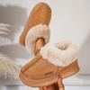 Anti-slip Thick Plush Snow Boots Women Faux Suede Platform Fur Winter Boots Woman Slip On Warm Cotton Padded Shoes Female