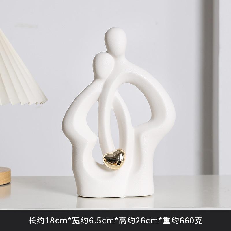 Ceramic Figure Figurines Modern Decoration Home Sculpture Nordic Decorative Abstract Couple Statue Living Room Crafts Ornaments
