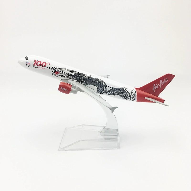 Alloy Airplane A320 16cm Air Asia White Dragon Airways Aircraft 1/400 Scale Plane Model Gift For Collection Home Decoration