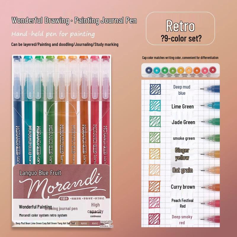 Blue Fruit Large Capacity Journal & Pen Set: Includes Highlighter, Drawing Pen, Gel Pen, Colored Single-Tip Pen.