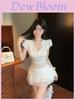 Pure Lace Panel V Neck Sleeveless T Shirt For Summer Womens Fashion