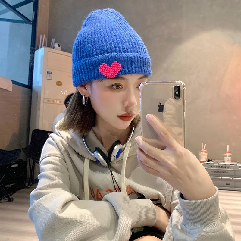 Knitted Hat Female Autumn and Winter Student Versatile Ear Protector Warm Cone Top Hat Couple Wool Hat Pullover Hat