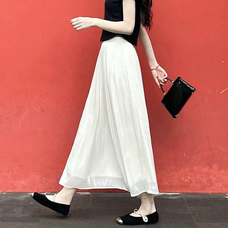 

Женская летняя юбка А-силуэта из премиального мерцающего шифона - Легкая полупрозрачная миди-юбка с драпированной элегантностью фейрикор XL