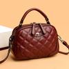 Modische rautenförmige Damenhandtasche Doppelreißverschluss Einfarbig Retro Umhängetasche für Damen