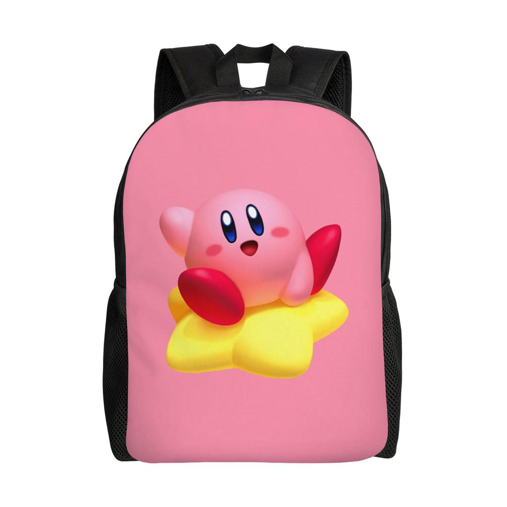 Custom K-Kirbys Backpack for Women Men College School Students Bookbag Fits 15 Inch Laptop Kawaii Cartoon Doll Game Bags
