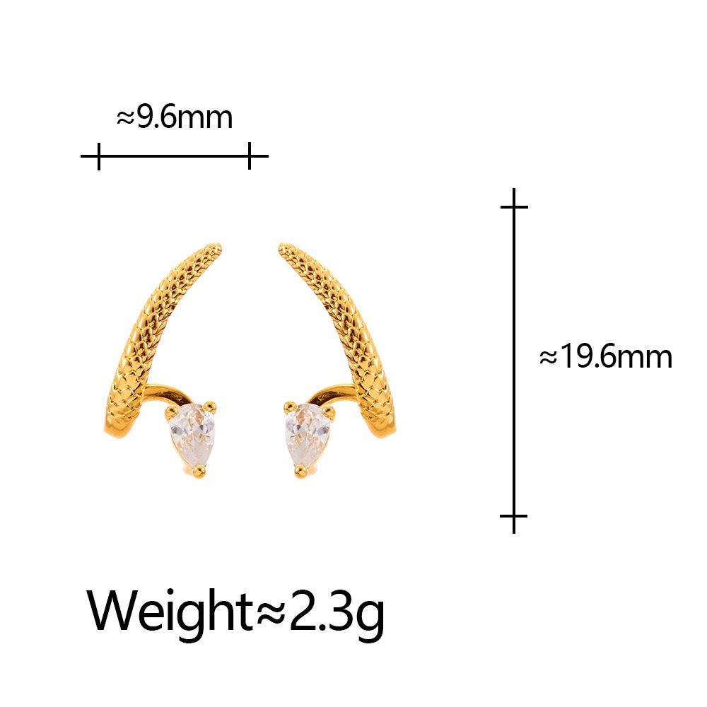 Elegant Snake Shape Zirconia Water Drop Stud Earrings - Luxurious & Versatile Design