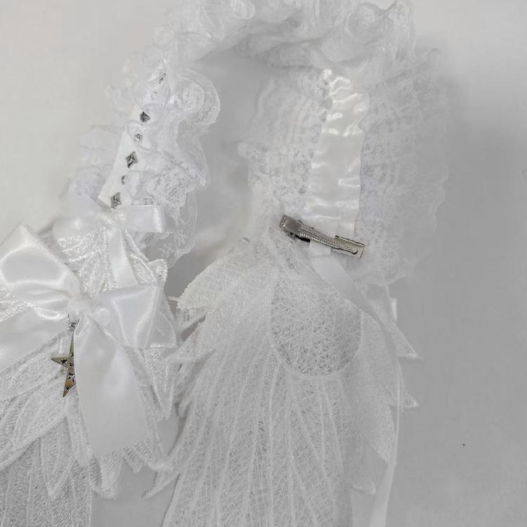 Anime-Themen-Event Spitze Rüschenbesatz Stirnband Schleife Haarband mit Engelsflügel Stern Für Rollenspiel-Partys Und Kostüme