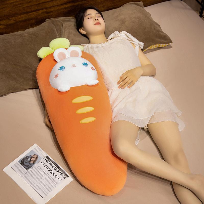 Simulation Vegetable Fruit Cartoon Carrot Strawberry Rabbit Plush Toy Pillow Dolls Stuffed Animal Bunny Soft Toys Kids Gift