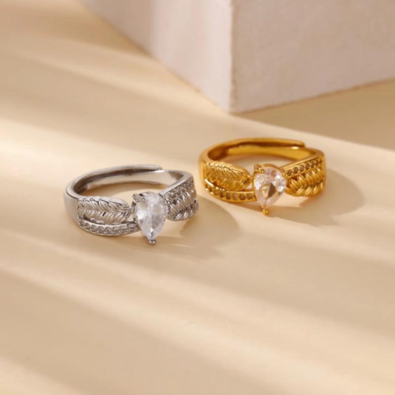 Super beautiful light luxury love zircon wheat ear ring k gold diamond elegant index finger ring romantic ring