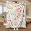 Watercolor Floral Garden, Gift for Her, Soft Cozy Blanket, Vibrant Pink Blue Daisy Pattern, Multi-Purpose Home Decor Throw
