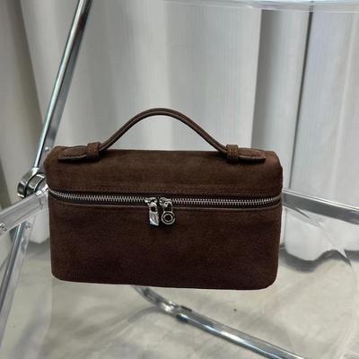 L19 Gigi Frosted Suede Handbag: Multi-Use Lunch Box, Cosmetic, Shoulder, and Crossbody Bag