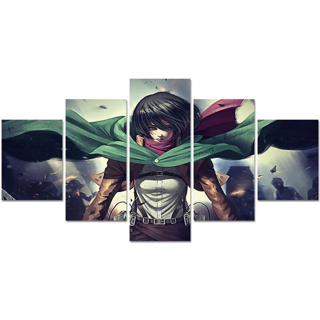 Prints Anime Characters Picture 5 Pieces ATTACK ON TITAN Painting Poster Canvas Modular Wall Art Living Room Home Decor No Frame