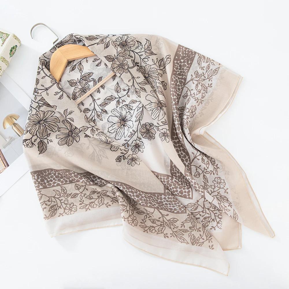 73Colors Malaysia Tudung Bawal Flower Print Hijab New Design Headscarf Premium Cotton Voile Soft Fashion Muslim Square Scarf